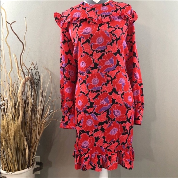 Ruffle Purple Long Sleeve Floral Dress - Picture 5 of 7